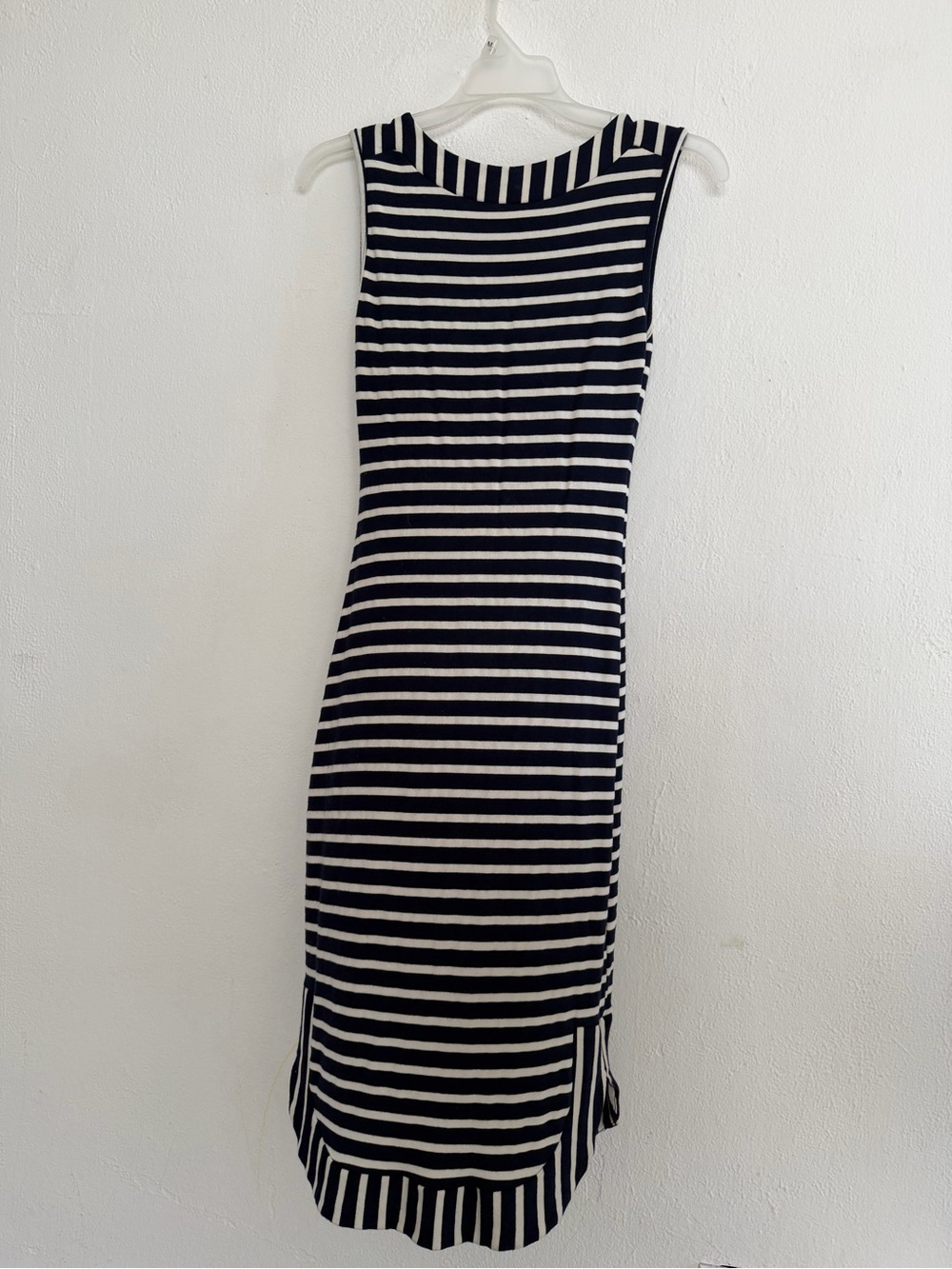 Monteau Black and White Striped Sleeveless Midi Cocktail Dress